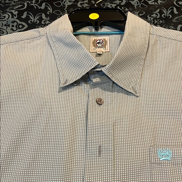CINCH Men's Beige and Blue Button-Up Shirt - Picture 4 of 10